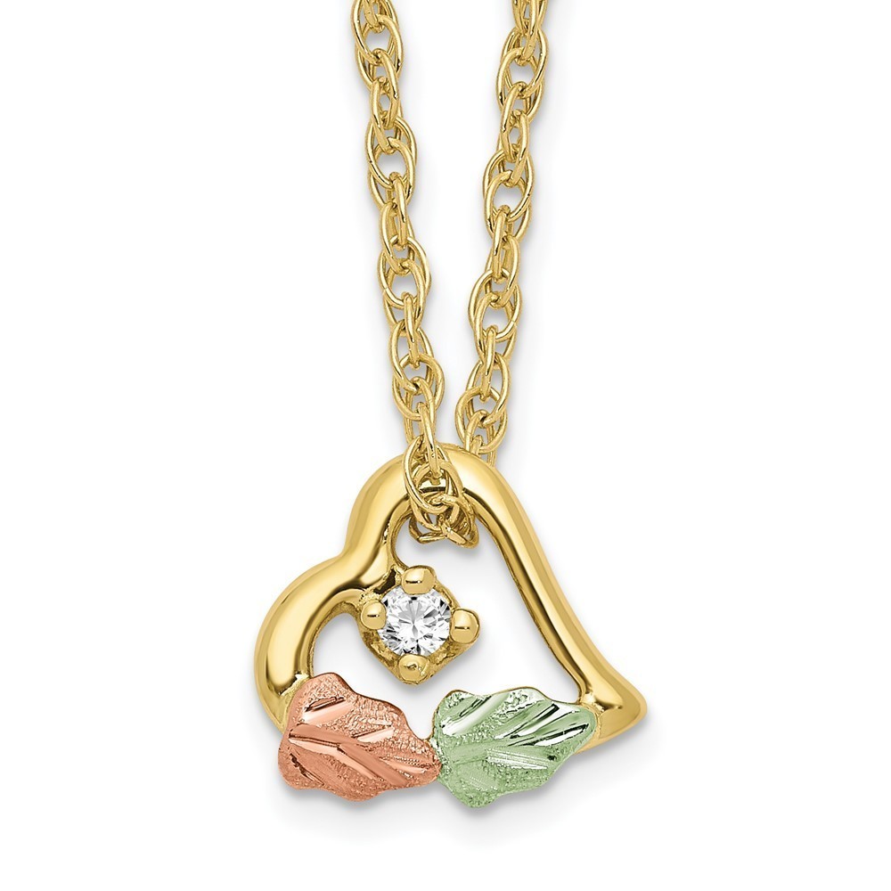 10K Tri-colorwith 12K Accents Diamond Black Hills Gold Necklace
